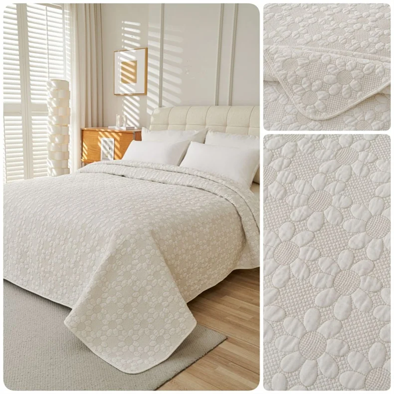 Embroidered Cotton Quilt Bed Cover Quilted Bedspread on the Bed Linen Blanket Nordic Coverlet Padding Comforter Mattress Topper