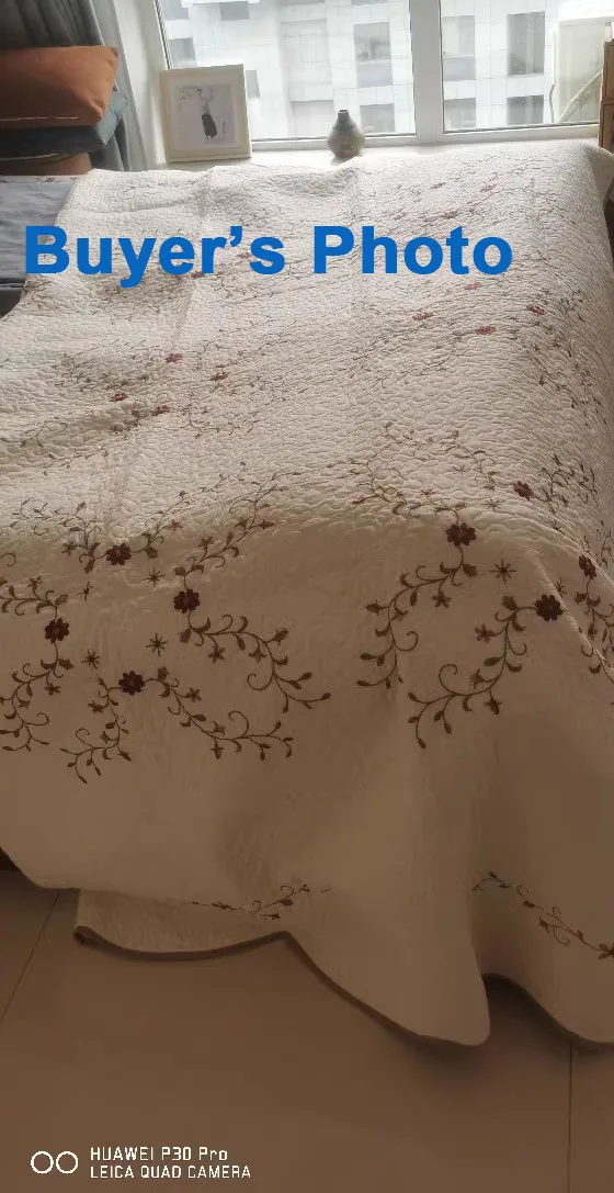 European Embroidered Cotton Quilt Set 3pcs Bedspread on the Bed Quilted Bed Cover King Size Summer Coverlet Blanket for Bed