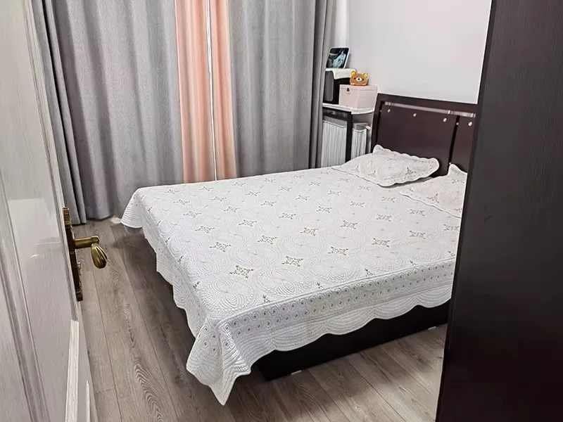 Embroidered Cotton Quilt Set 3PCS – King/Queen Size Solid Color Coverlet Lightweight Summer Bedspread Breathable Blanket for Bed