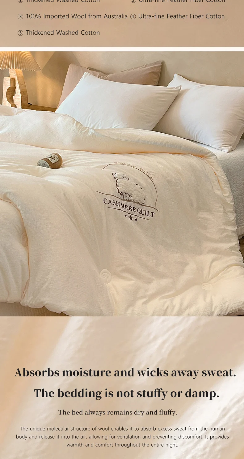 New Embroidered Wool Quilt, Thickened and Warm Thick Quilt, Universal Quilt Core for All Seasons at Home